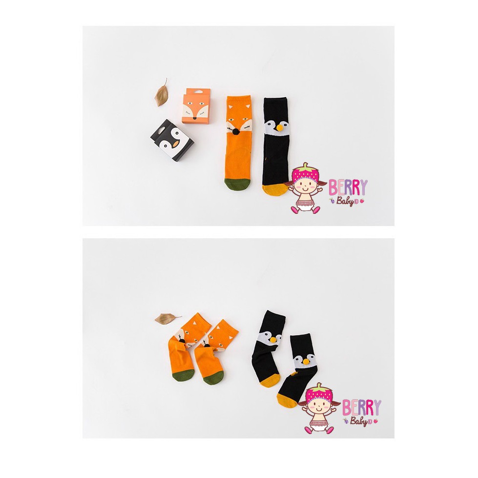 YooBerry Kaos Kaki Bayi &amp; Anak 3D Orange Fox Black Pinguin Berry Mart