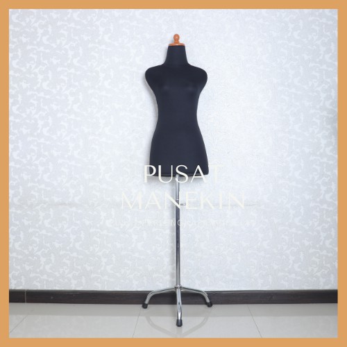 Manekin Wanita DM Hitam Kaki Besi | Manekin Wanita Lapis Busa | Manekin Wanita Setengah Badan | Patu