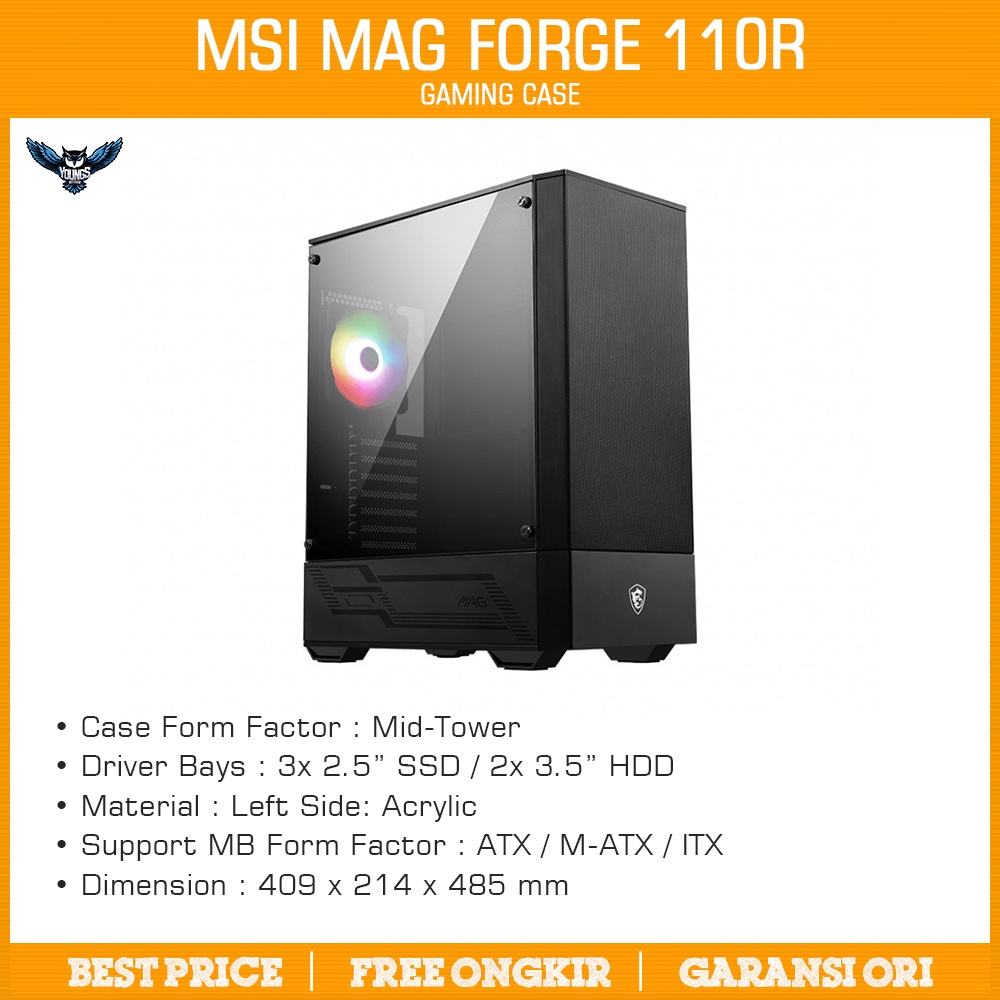 Gaming Case MSI MAG FORGE 110R | 1 Fan | Acrylic Glass Chassis