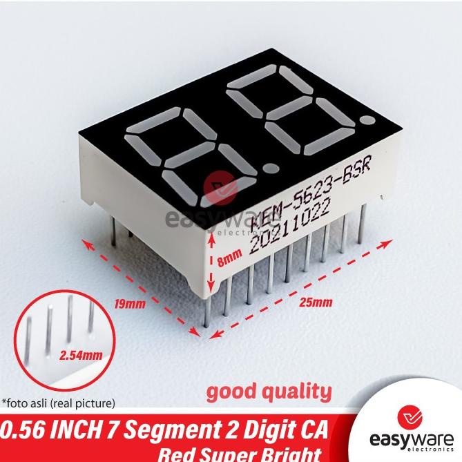 7 Segment 2 Digit 0.56" Merah CA Seven Segmen 2 Digit Merah easywa53 Murah