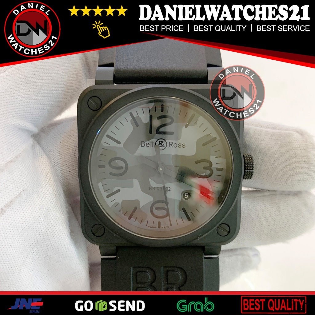 JAM TANGAN MODEL BR 03-92 BLACK 42mm GREY STRAP (NOOB)