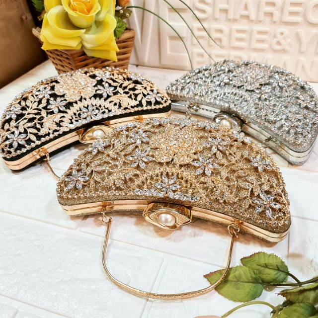 Tas Pesta LYDIA Clutch Embellished Crystal Box