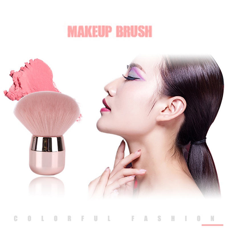 Brush makeup Kepala Jamur Warna pink Untuk Bedak / blush On