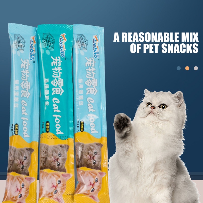 【Beli 10 Gratis 3】Snack Kucing Snack Hewan Peliharaan 15g/Strip Snack Pengemukan Kucing Pelengkapa Hewan Peliharaan