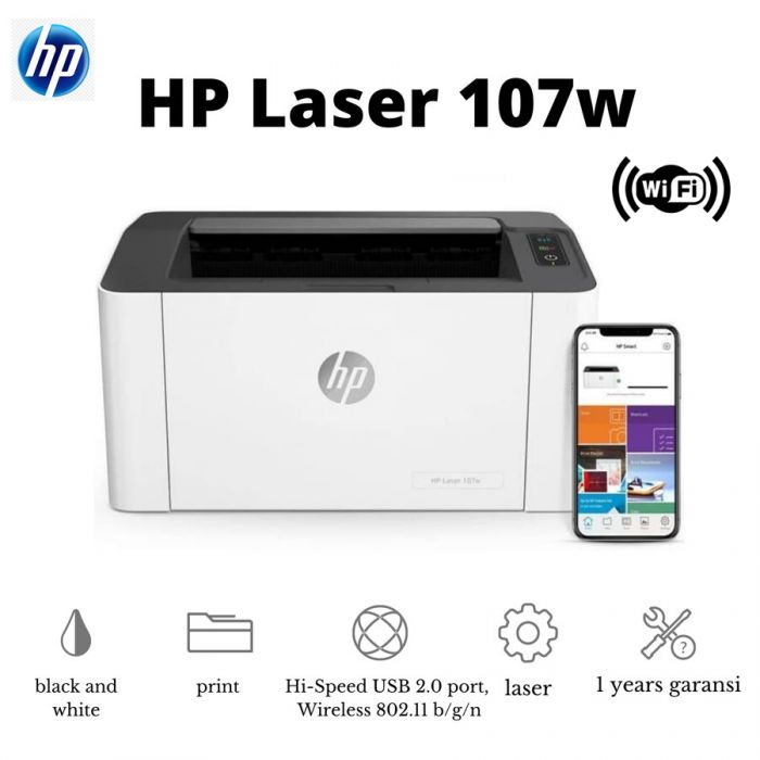 PRINTER HP LASERJET 107W   WIRELESS MONO / HP LASER JET   107 W PRINT WIFI - GARANSI   RESMI