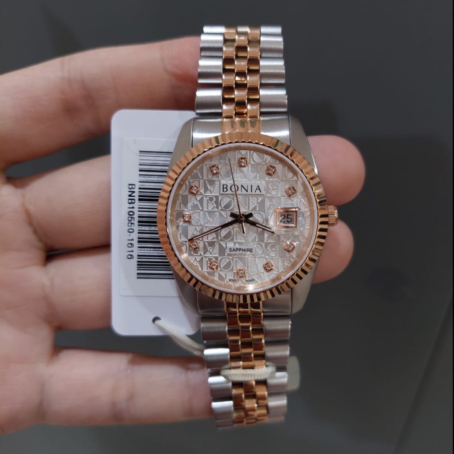 JAM TANGAN PRIA BONIA SAPPHIRE BNB10550-1616 SILVER ROSEGOLD ORIGINAL