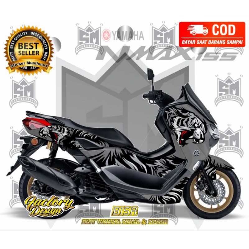 Decal NMAX New Full Body Motif Macan grey kode 1022
