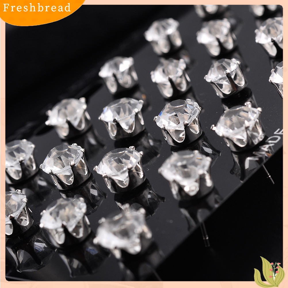 [TERLARIS]12/6 Pairs Classic Rose Shape Cubic Zirconia Stud Earrings Women Jewelry Set