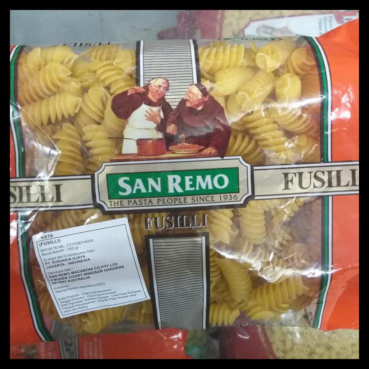 

San Remo Fusilli 500Gr Makaroni Fusili Kualitas Hotel