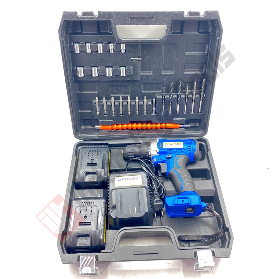 PANAHA 20V Cordless Impact Drill Set 20 V Bor Baterai Besi Kayu Obeng Tanpa Kabel