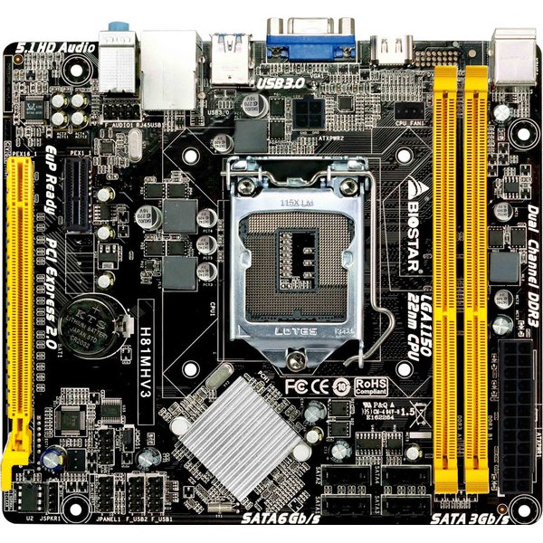 BIOSTAR Motherboard H81MHV3 Intel H81 LGA1150 DDR3