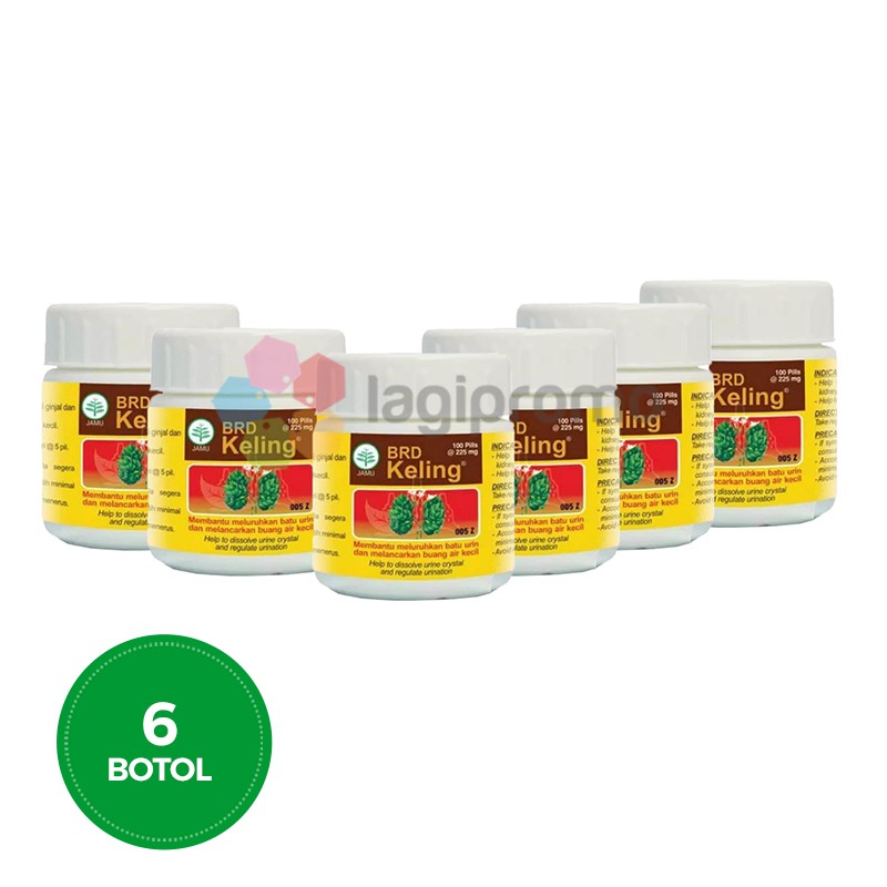 Borobudur Herbal Keling Pil Obat Batu Ginjal & Batu Urin - 6 botol