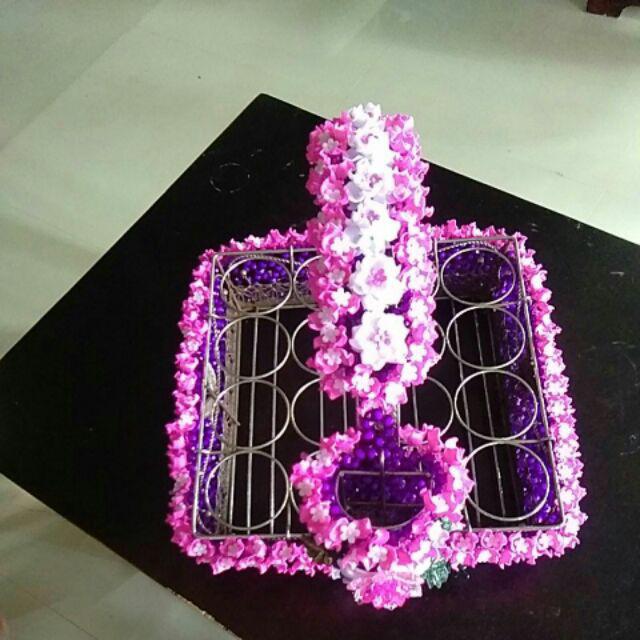 Keranjang Sarung Manik Akrilik Aqua Hias Bunga Tanpa Keranjang