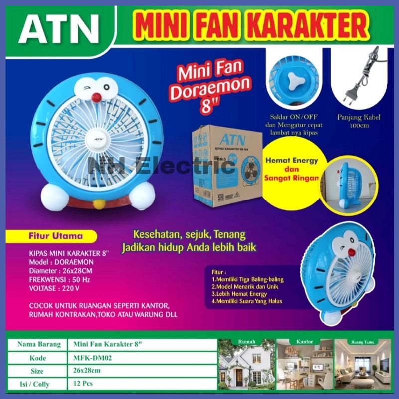 Kipas Angin Karakter Atn - Kipas Angin 8 Inchi Atn - Box Fan Karakter 8&quot; Atn