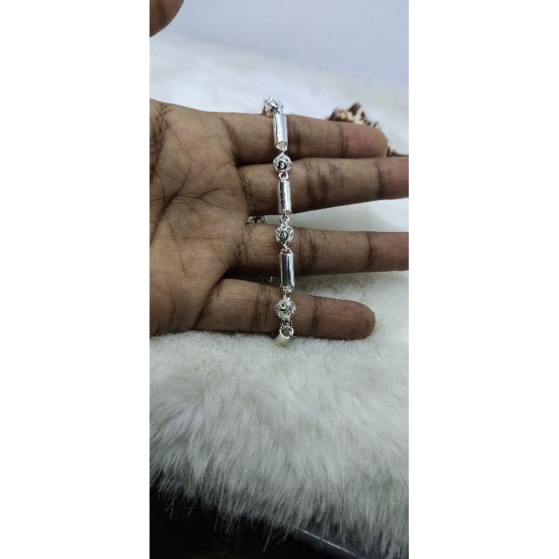 Gelang Bola Bambu Polos lapis perak warna emas putih