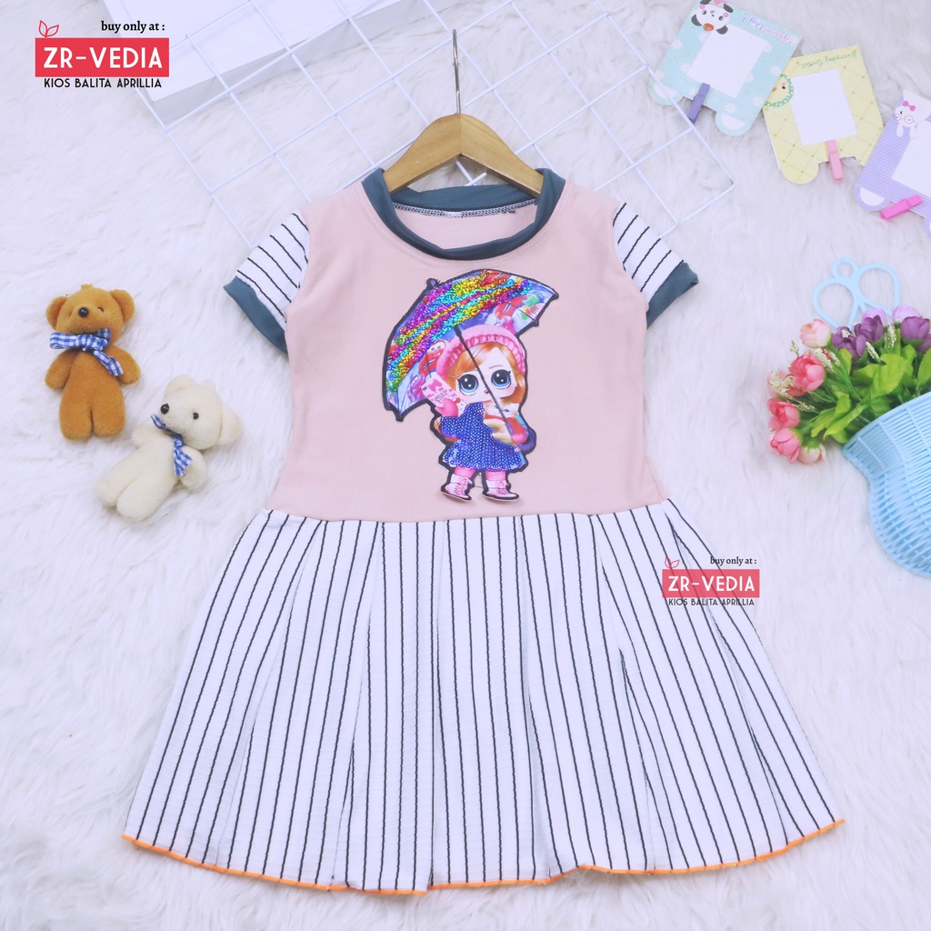 (BISA COD) Dress LED DOLL uk 1-6 Tahun / IMPORT Baju Anak Perempuan Gaun Pesta Premium Dres Cewek