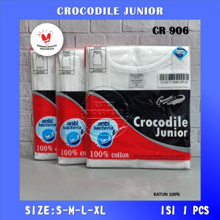 Kaos Dalam Anak Singlet Crocodile Junior CR 906 Putih ISI 1Pcs