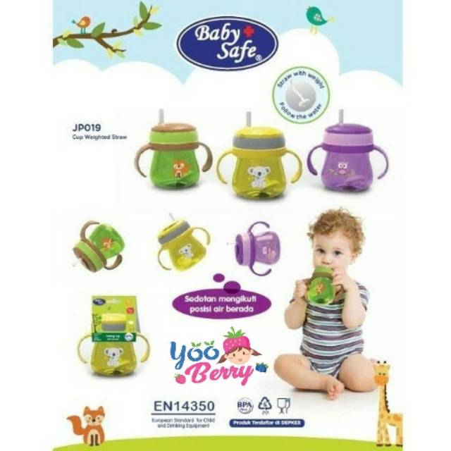 Yooberry tempat gelas latihan minum bayi Trainer Cup Weighted Straw Baby Safe