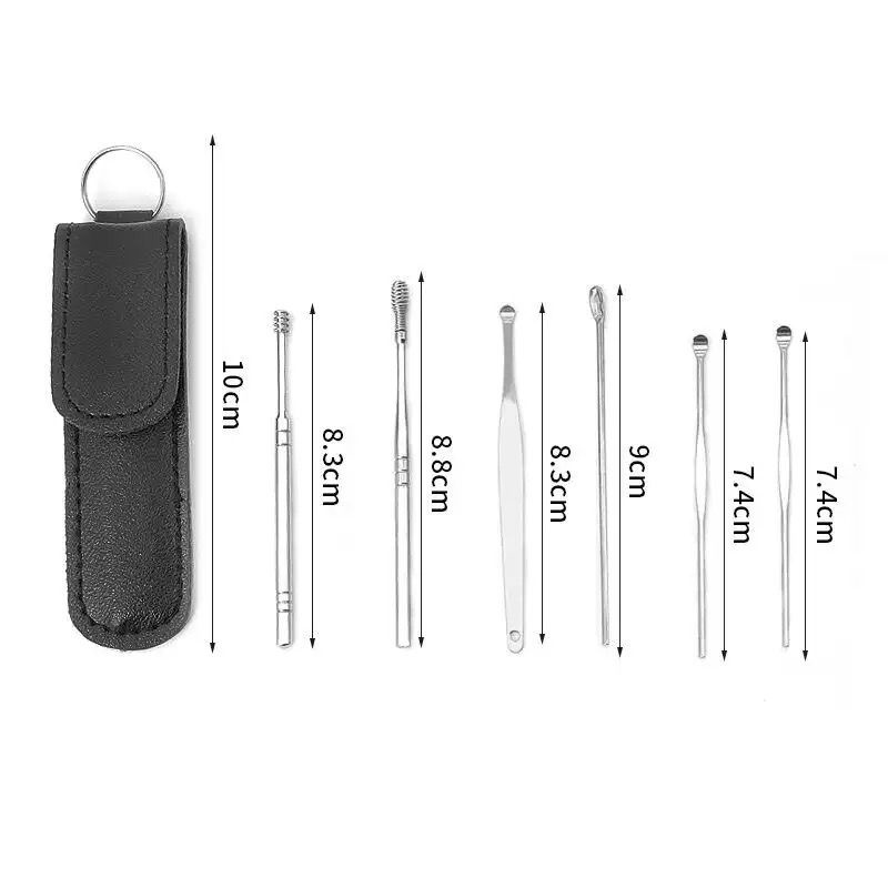 Korek Kuping Set Ear Wax Picker 6PCS - Alat Pembersih Telinga Stainless Steel Anti Karat F713