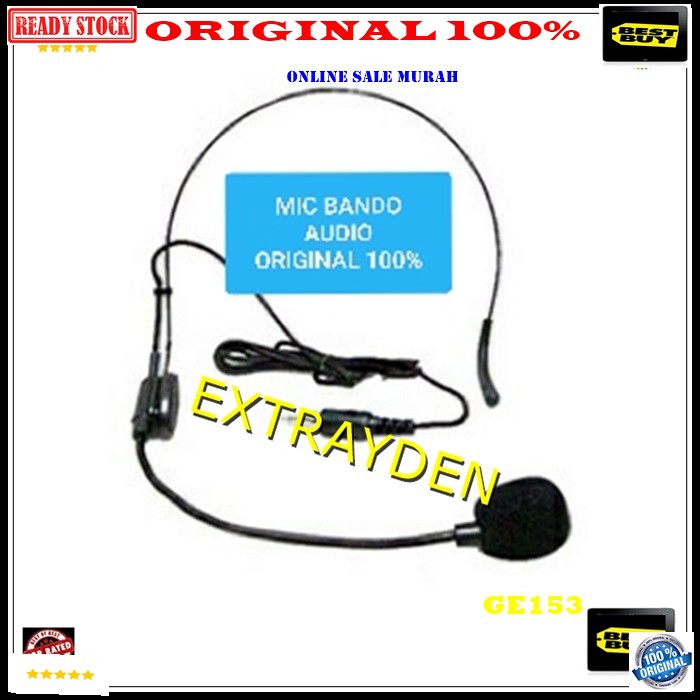 G153 Original 100% mic headset 3.5mm mik bando microphone hf clip mikrophone handsfree kabel cable audio sound sistem vocal vokal youtube komputer universal karaoke smule hp handphone youtuber meeting acara pidato portable speaker universal G153   PANJANG