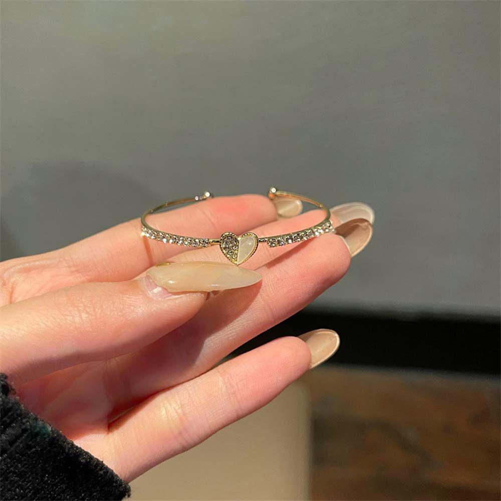 Agustina Women Bracelet Mewah Unik Wanita Hadiah Cinta Hati Perhiasan Aksesoris Bentuk C Berlian Imitasi Korea Bracelets