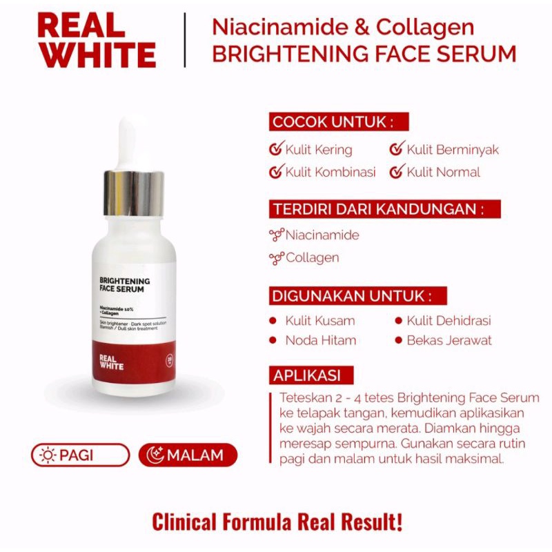 REAL WHITE Niacinamide + Collagen Brightening Face Serum 20ml