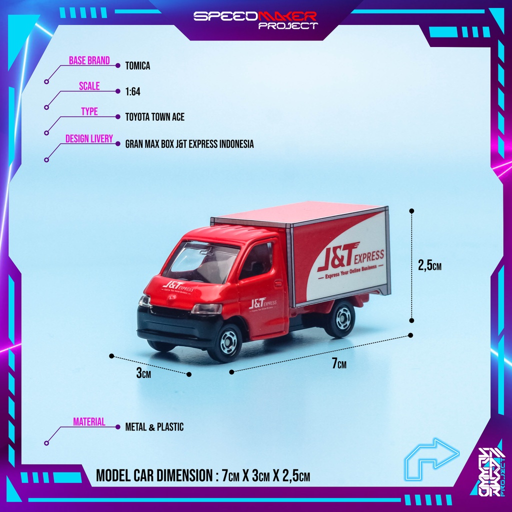 Tomica Custom Toyota Town Ace Gran Max Box J&T Express Diecast Miniatur Replika Mobil JNT 1:64
