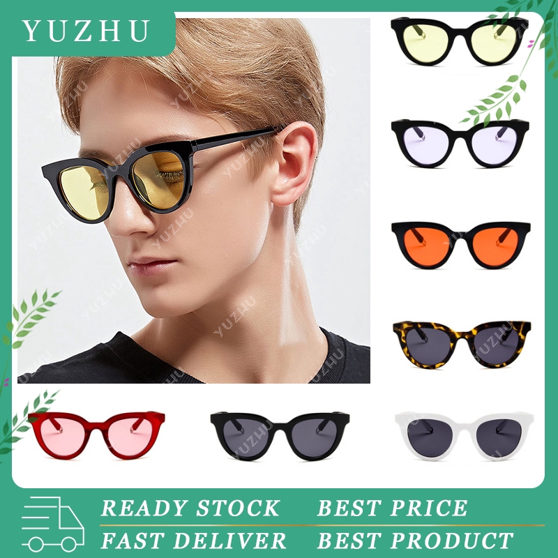 (YUZHU) Ready Stock Kacamata Oval Korea Trend Anti UV Mata Kucing Kacamata Hitam