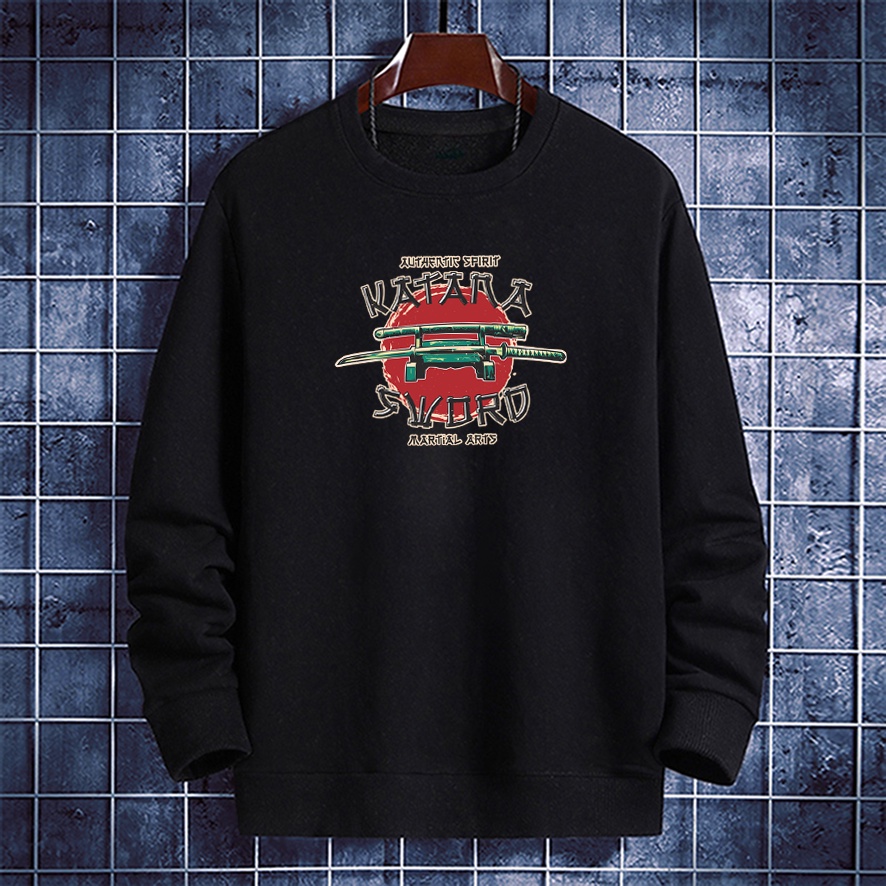 Sweater pria crewneck KATANA sweter cowok distro keren