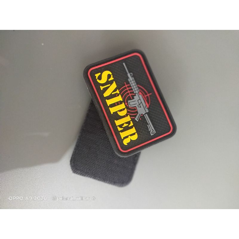 patch rubber logo senjata sniper tactical tempelan karet