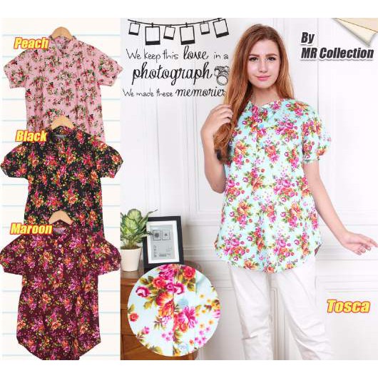 BAJU BLOUSE ATASAN ANITA LENGAN PANDEK MOTIF BUNGA KATUN JEPANG TS