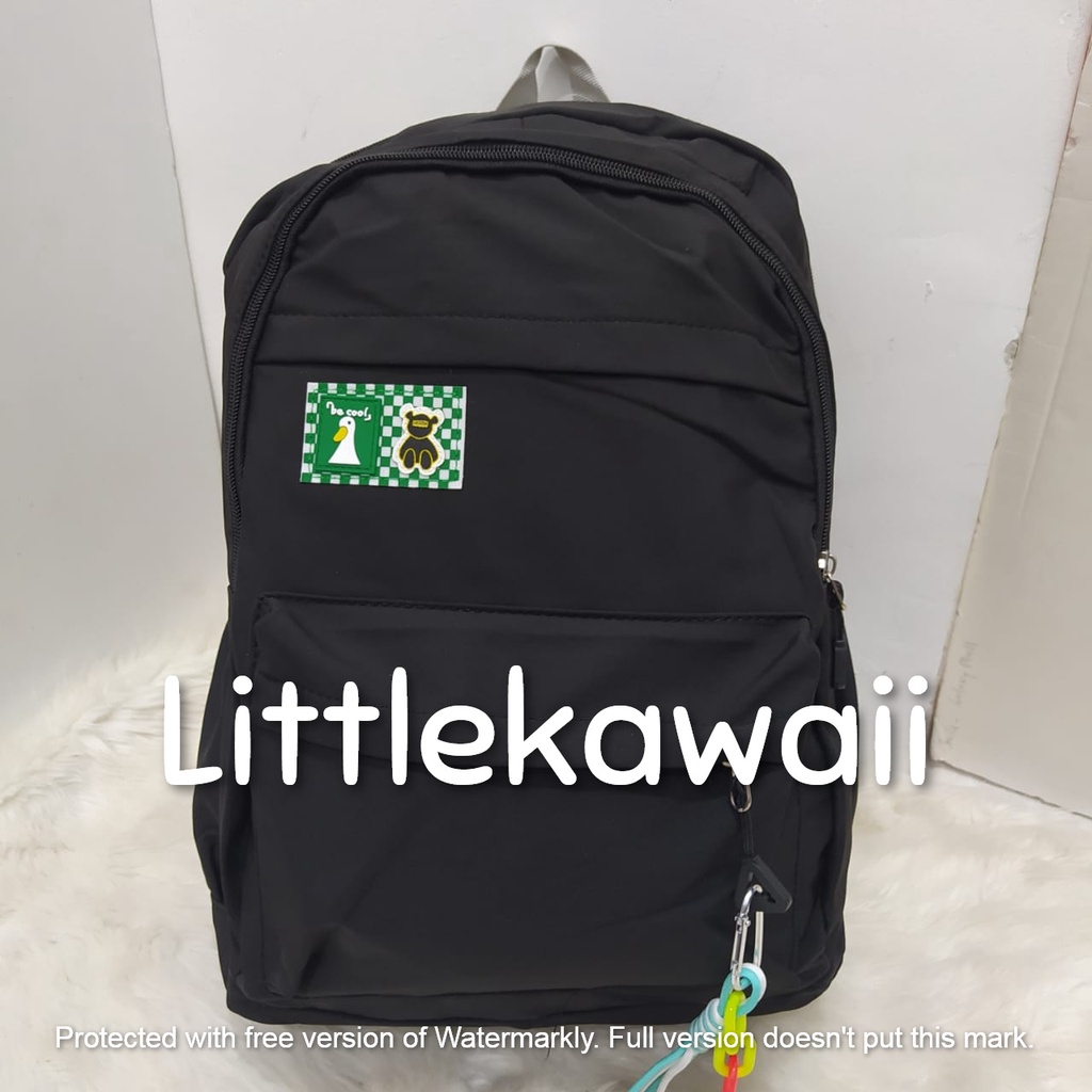 LK/Tas Ransel Laptop Backpack Parasut Sekolah Fashion Anak Remaja Be Cool Gantungan Import