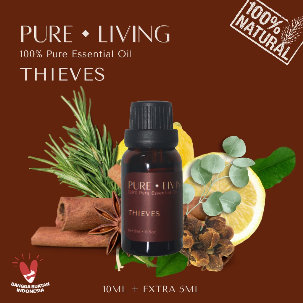 Thieves - 100% Pure Essential Oil 15ml | Aromatherapy Oil 15ml | Pewangi Ruangan | Oil Aromaterapi Diffuser Oil Burner | Minyak Atsiri | Birthday Gift Ideas | Minyak Esensial | Room Fragrance Perfume | Pengharum Ruangan