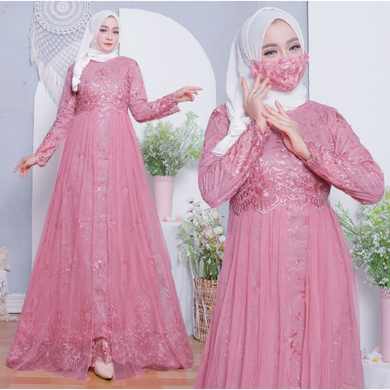[ORI]RIRIN DRESS BRUKAT TILE IMPORT / GAMIS BRUKAT / DRESS MUSLIM / KEBAYA MODERN TERBARU 2022 / GAM