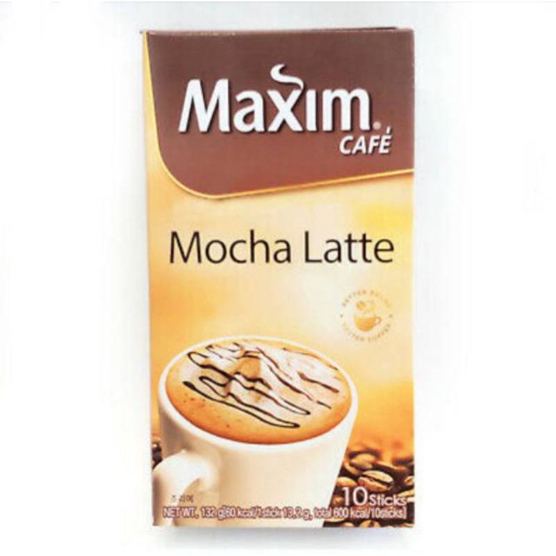 Maxim Cafe Mocha Latte Coffee Korea 1 Box Isi 10 Pcs