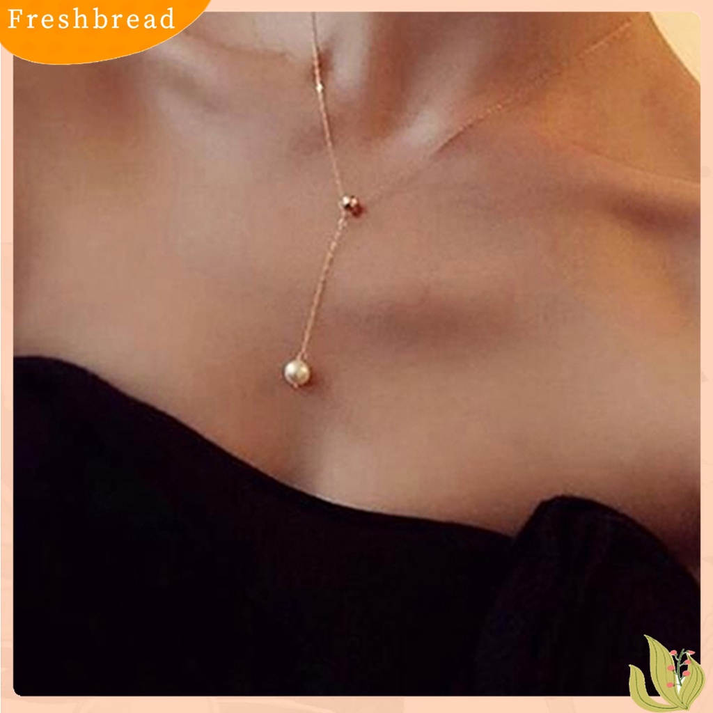 [TERLARIS]Necklace Exquisite Adjustable Single Faux Pearl Pendant Chain Women Jewelry for Daily Life