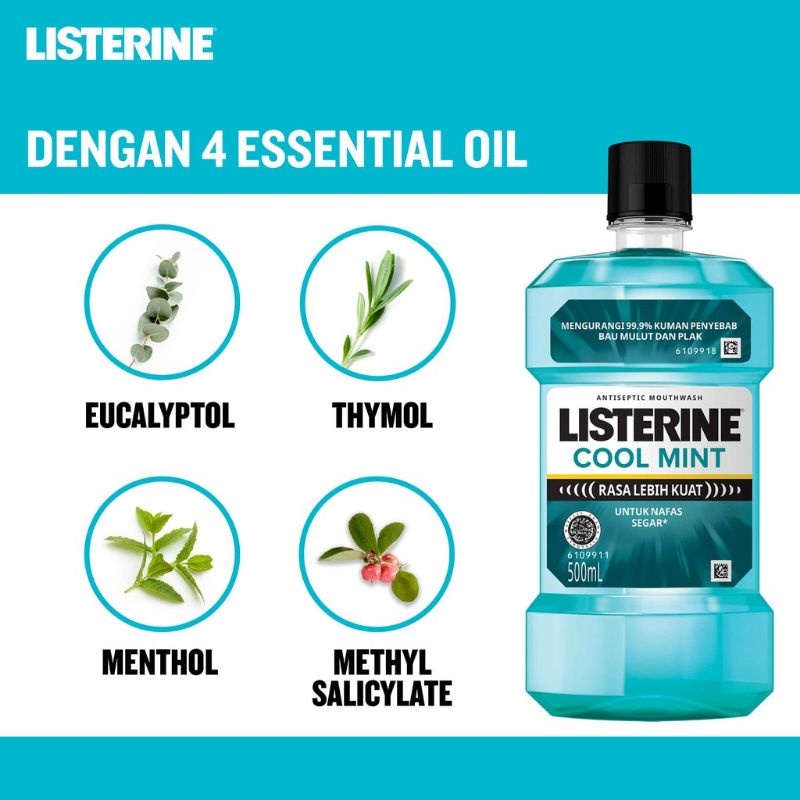 LISTERINE Cool Mint Antiseptic Mouthwash / Obat Kumur Antiseptik - 500ml