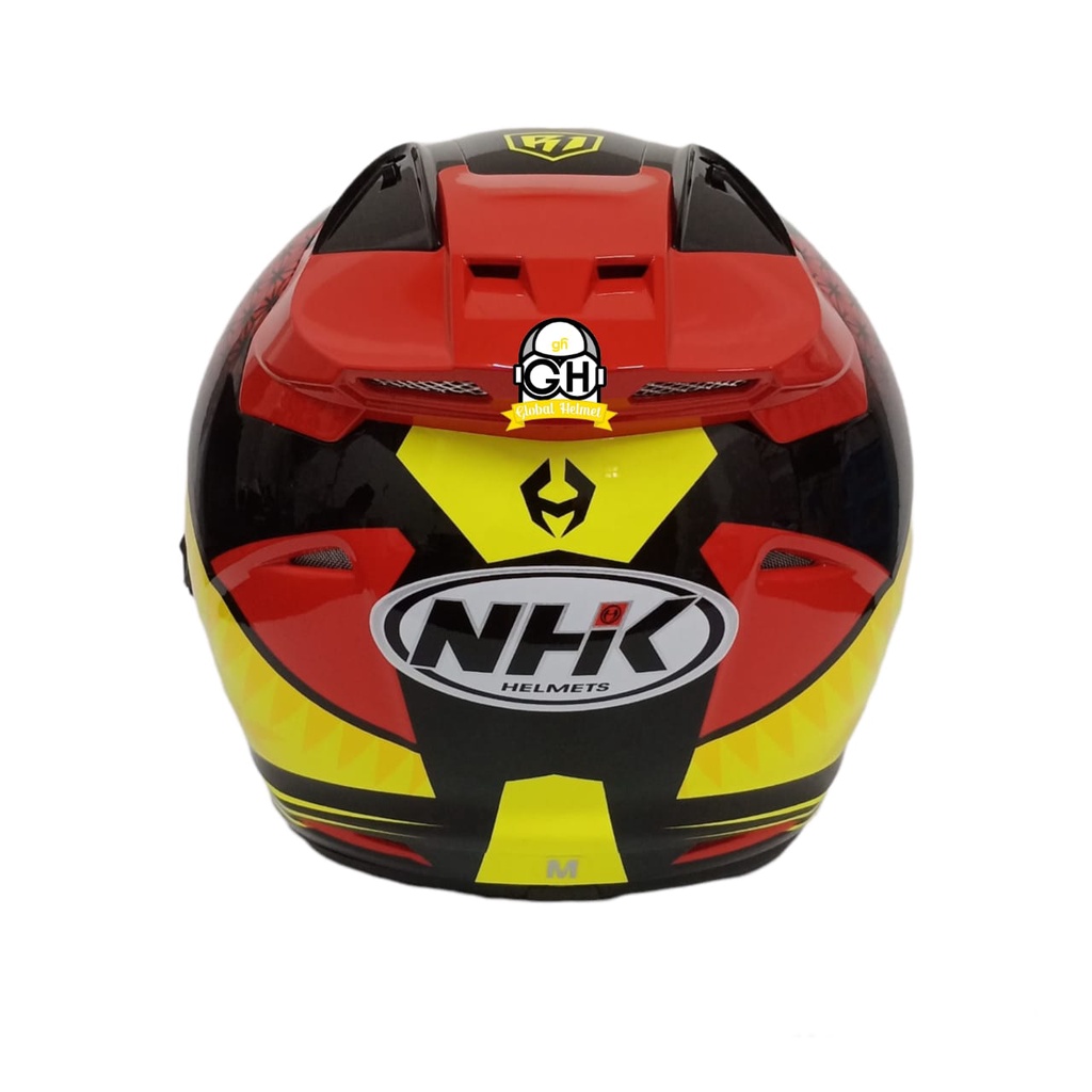 HELM NHK R1 MOTIF BIZARE RED YELLOW NHK R-1 BIZARE RED YELLOW DOUBLE VISOR