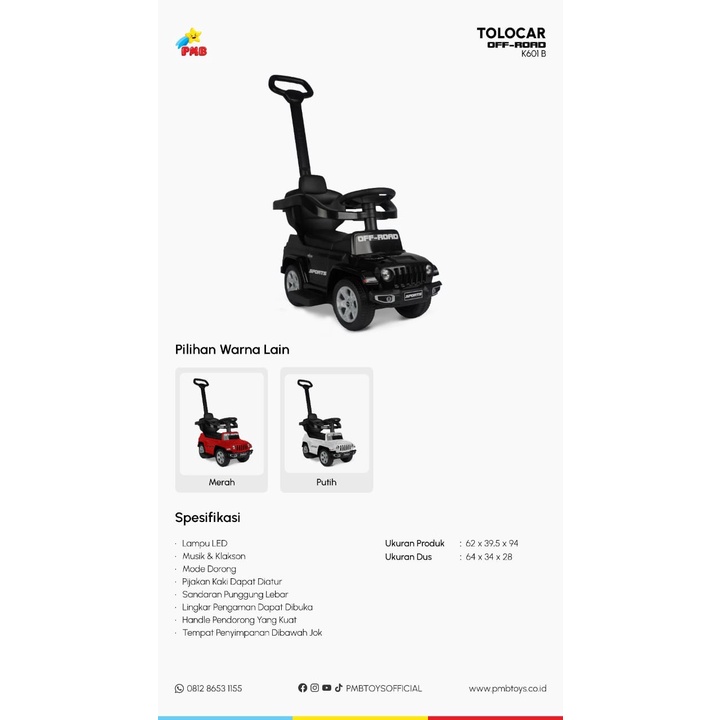 PMB Tolocar Off Road K601B - Ride On Toys (Mobil Mainan Anak)