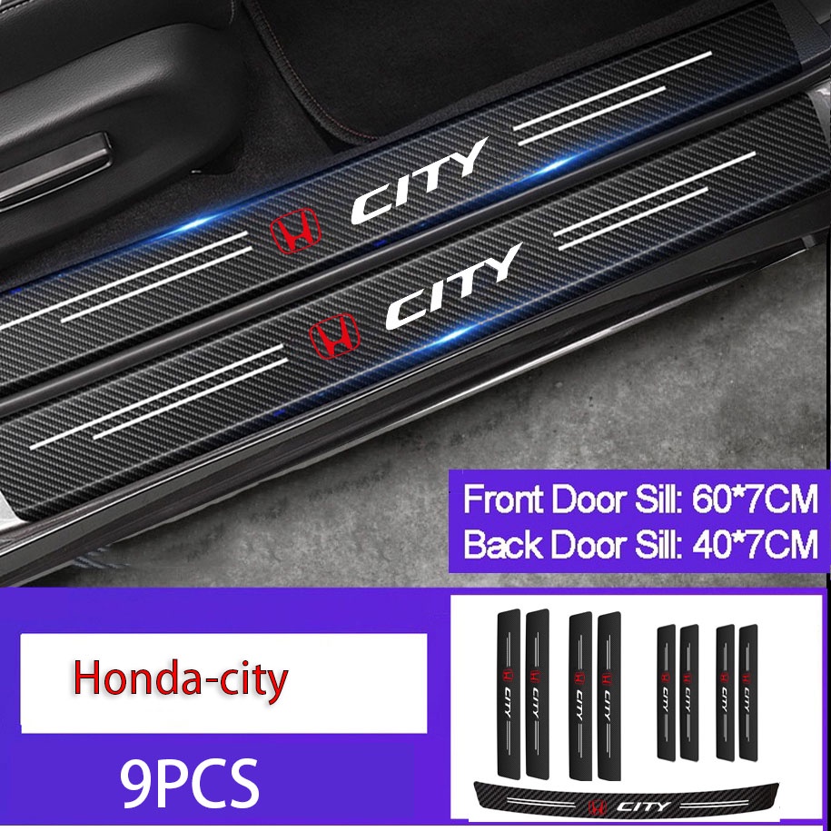 Stiker Pelindung Pintu Bagasi Mobil Honda city Bahan carbon fiber anti Gores Tahan Air