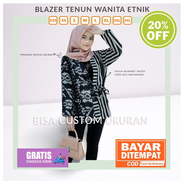 outer - outer batik - batik - batik tenun wanita - outer tenun - blazer batik - rompi tenun - tenun