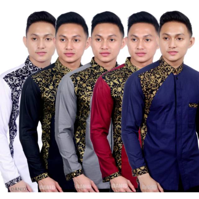 MURAH BAJU KOKO PANJANG BORDIR KOMBINASI FASHION MUSLIM PRIA TERLARIS