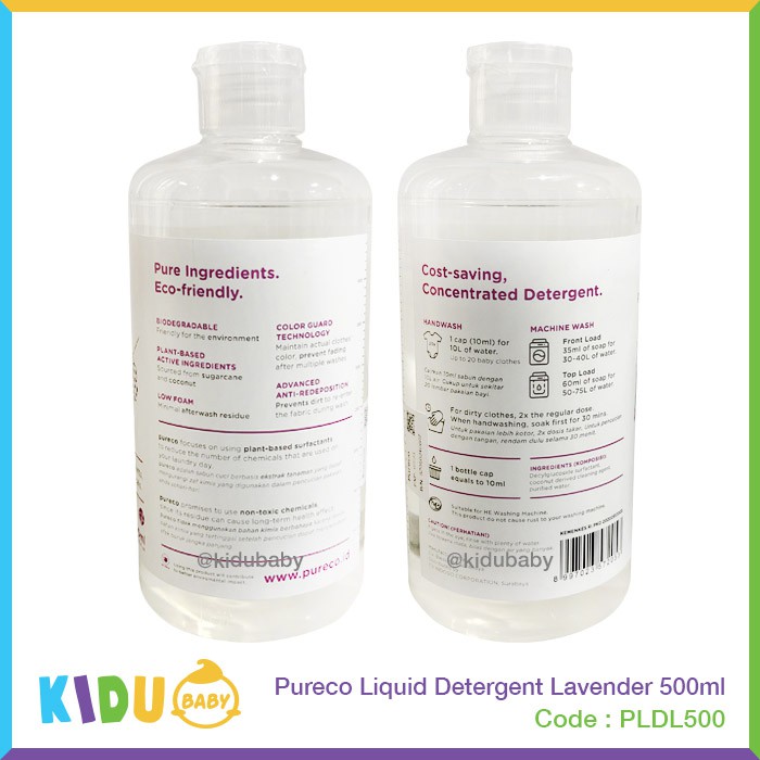 Pureco Sabun Cuci Baju Liquid Laundry Detergent Lavender 500ml Kidu Baby