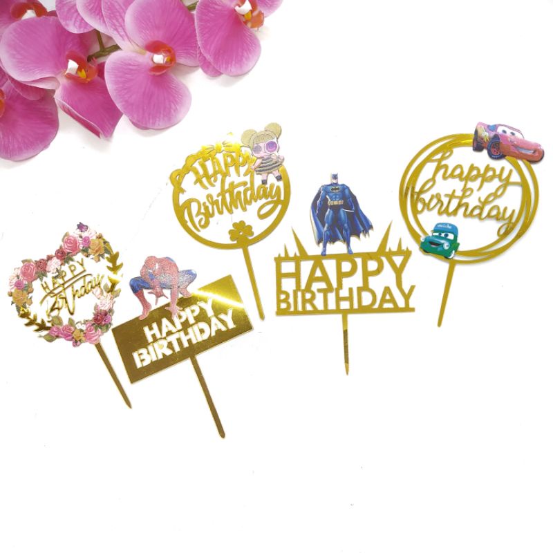 Cake Topper untuk Hiasan Kue Tart - MK3666 Ultah Bahan Acrylic
