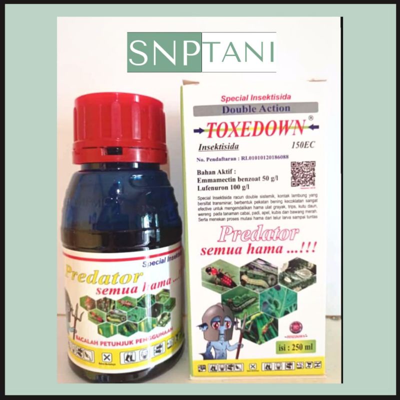 INSEKTISIDA TOXEDOWN PREDATOR 150 EC 250 ML BAHAN AKTIF EMAMECTIN BENZOAT 50 g/l DAN LUFENURON 100 g