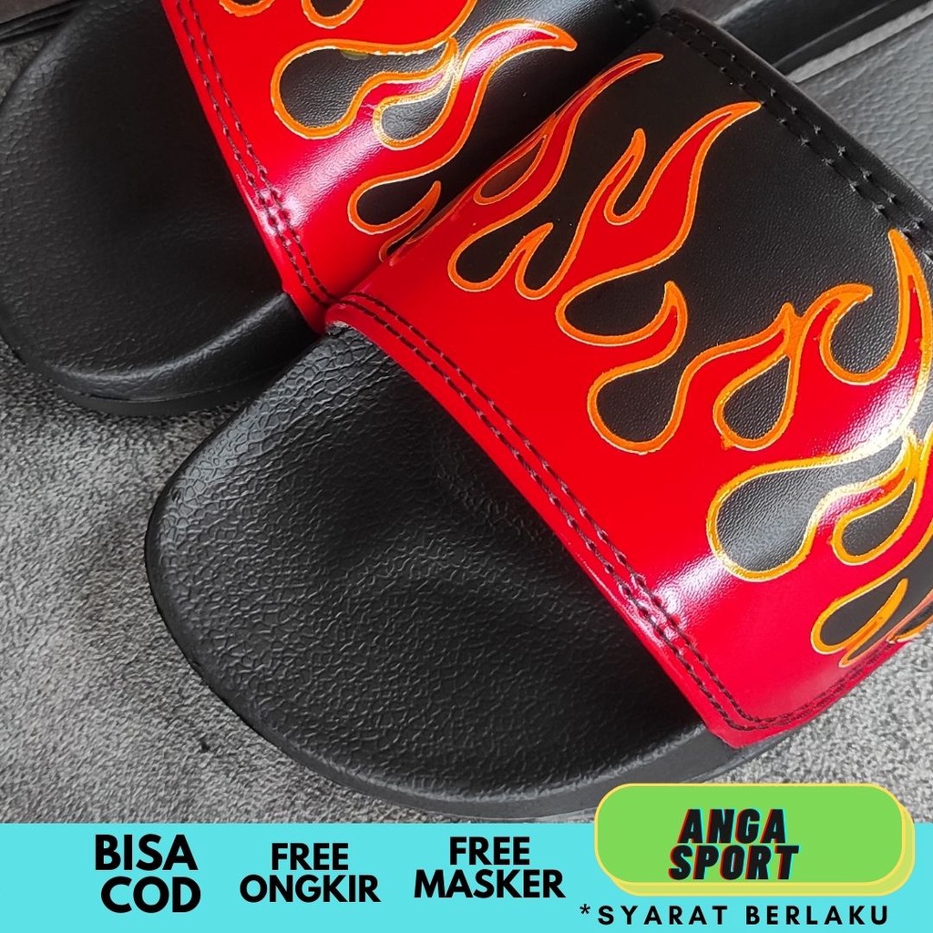 SANDAL SLIDE PRIA WITJI THRASHED MERAH KASUAL TERMURAH / SENDAL SLOP DISTRO COWOK / SANDAL SANTAI REMAJA KEREN