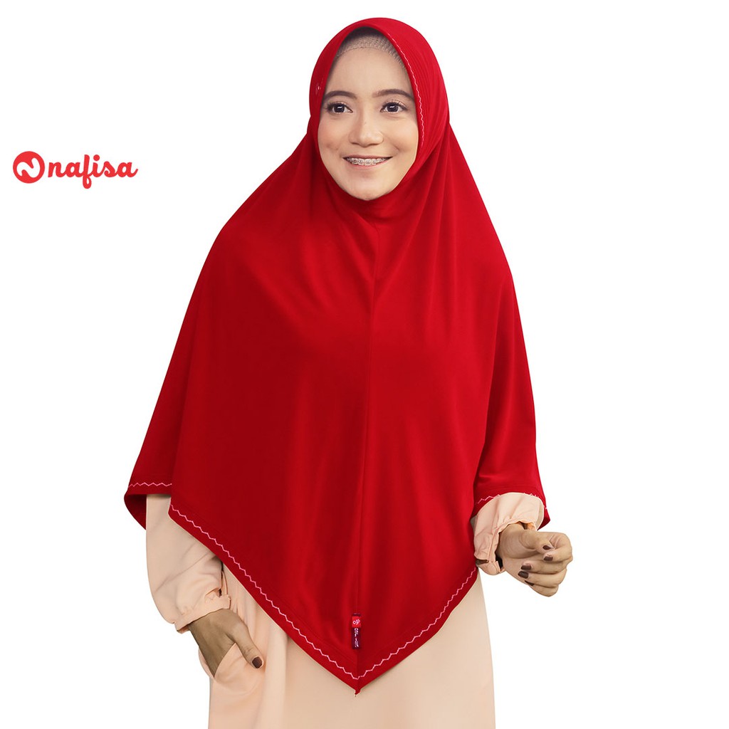 TERBARU !!! Kerudung Instan Nafisa Belvana | Hijab Instan Jumbo Hijab Instan Muslimah Jilbab Bergo Pesta Simpel-Merah Cabe