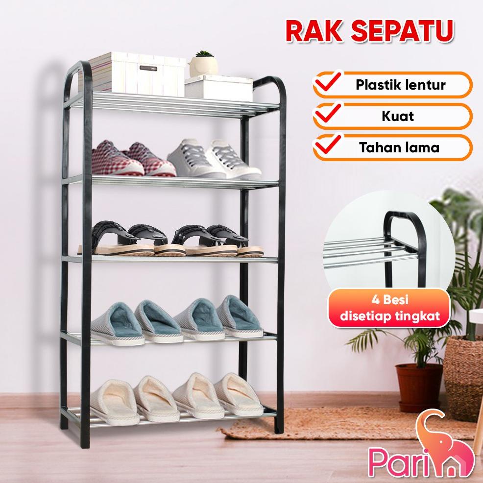 Rak Sepatu 4 Susun Dan 5 Susun Rak Sandal Serbaguna Bahan Plastik & Besi Yk Design Yk-218A4 A5 .,..