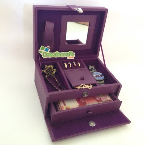 UNGU FULL - Kotak Emas Perhiasan Cincin Kalung Gelang / Jewelry Box Organizer