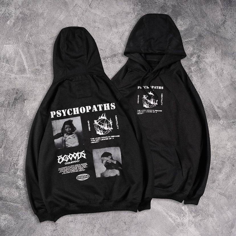 Jaket Sweater hoodie AESTHETIC Psychopats Black | Hoodie Pria Warna Hitam Best Quality